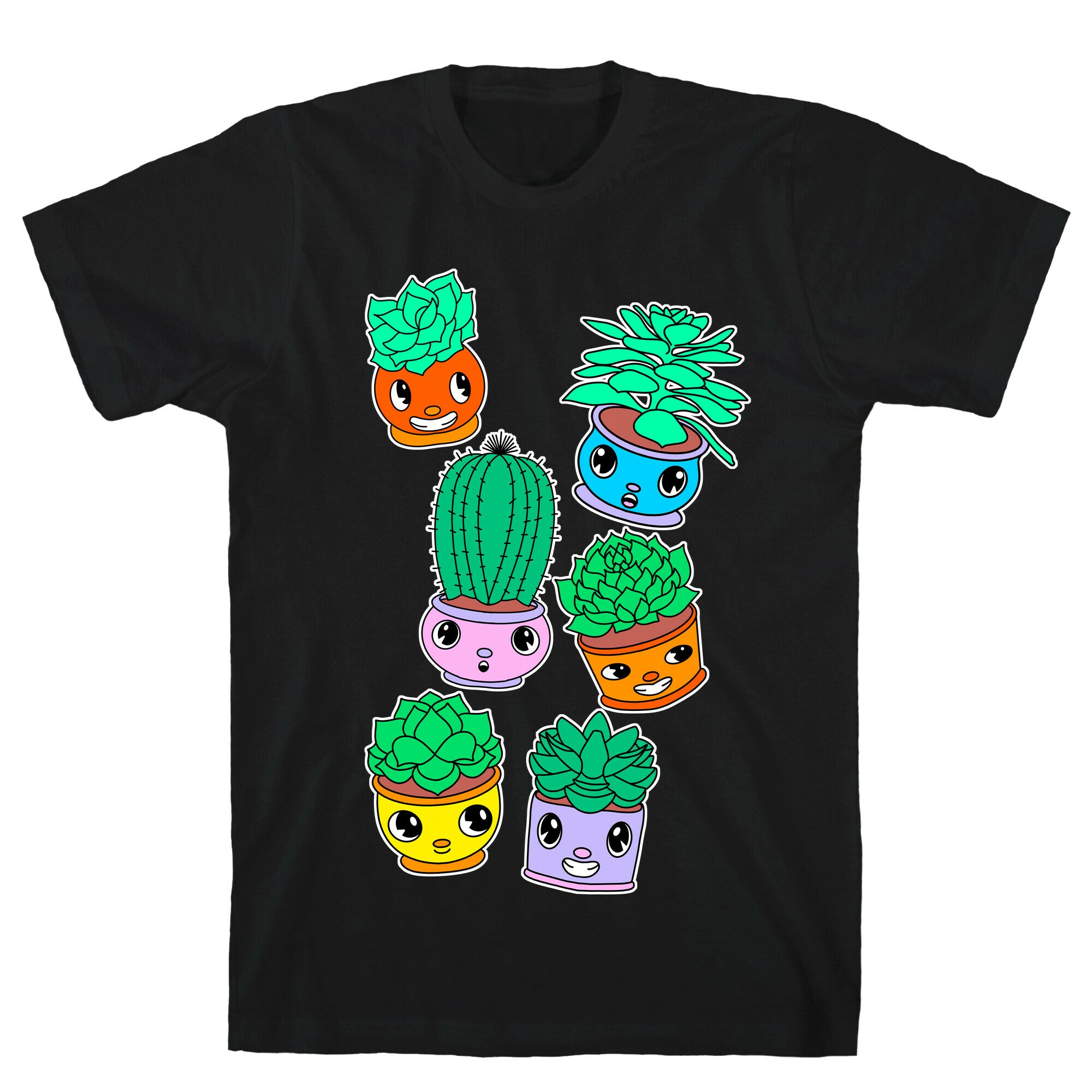 Cute Cartoon Succulents T-Shirt